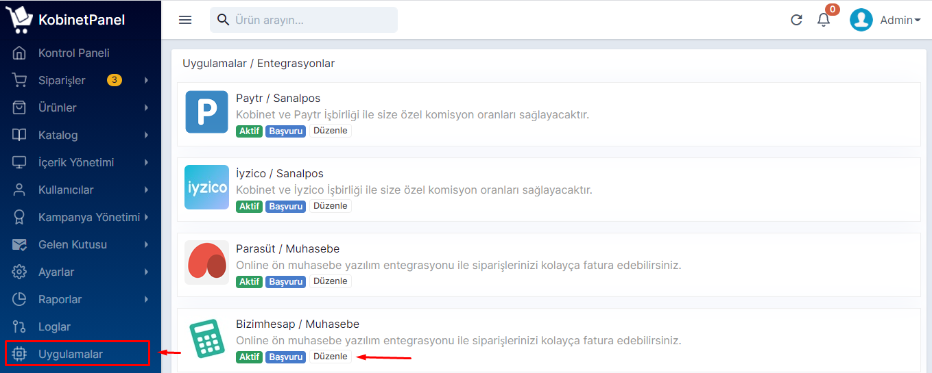 Bizimhesap Muhasebe Entegrasyonu